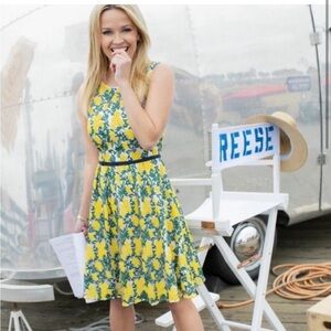 Draper James Vibrant Yellow and Green Midi Dress